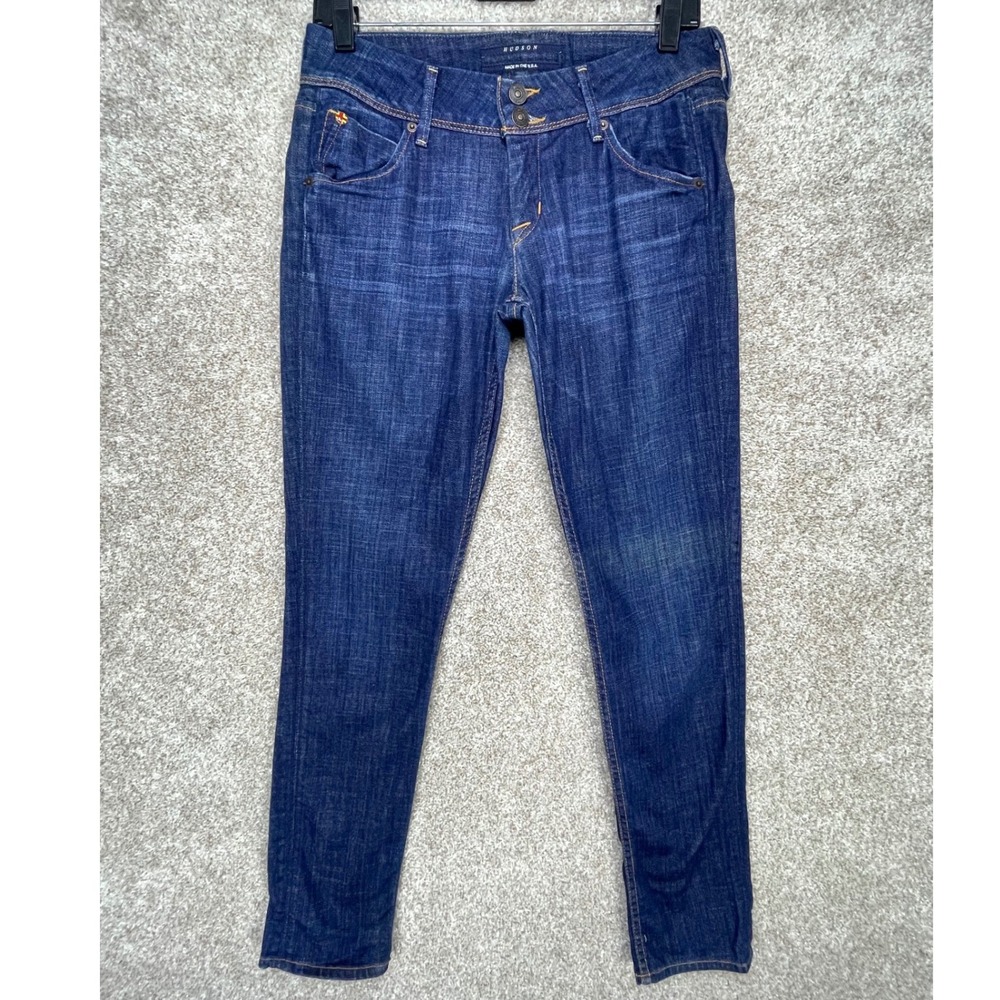 Hudson Slim Straight Leg Jeans Womens 27 Dark Wash Blue Double Button USA Denim